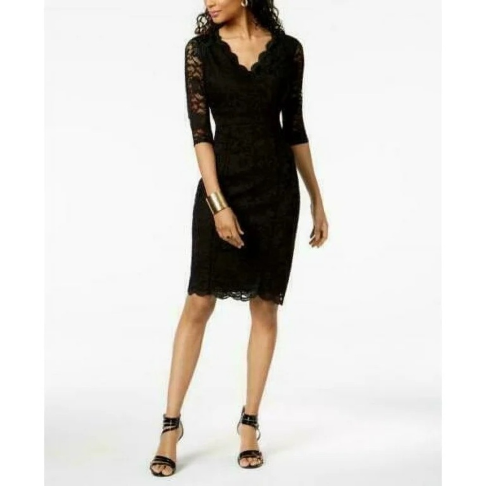 THALIA SODI NWT Lace Sheath Midi Dress, Black, Size Medium